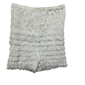 VTG 80s Malco Modes White Ruffle Bloomer Shorts L Burlesque Pin Up Costume
